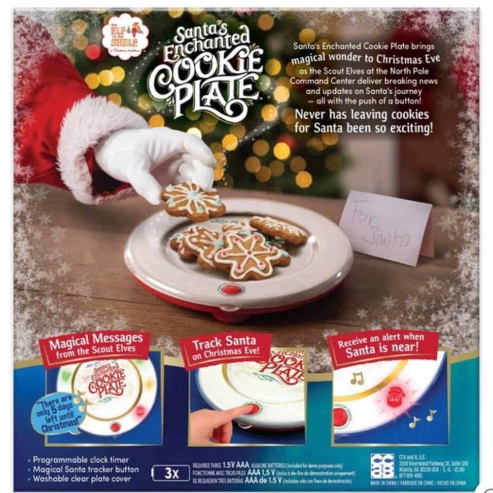 NWT Santa Claus enchanted cookie plate Christmas tracker button kids - Picture 6 of 8